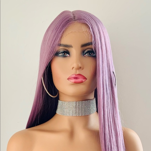 Other - Pretty Plum Color 28” Lace Front Synthetic Wig